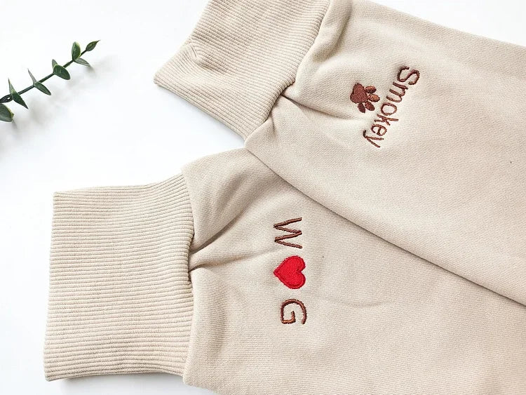 Personalized Pet Face Outline Embroidered T-shirt，Sweatshirt，Hoodie.