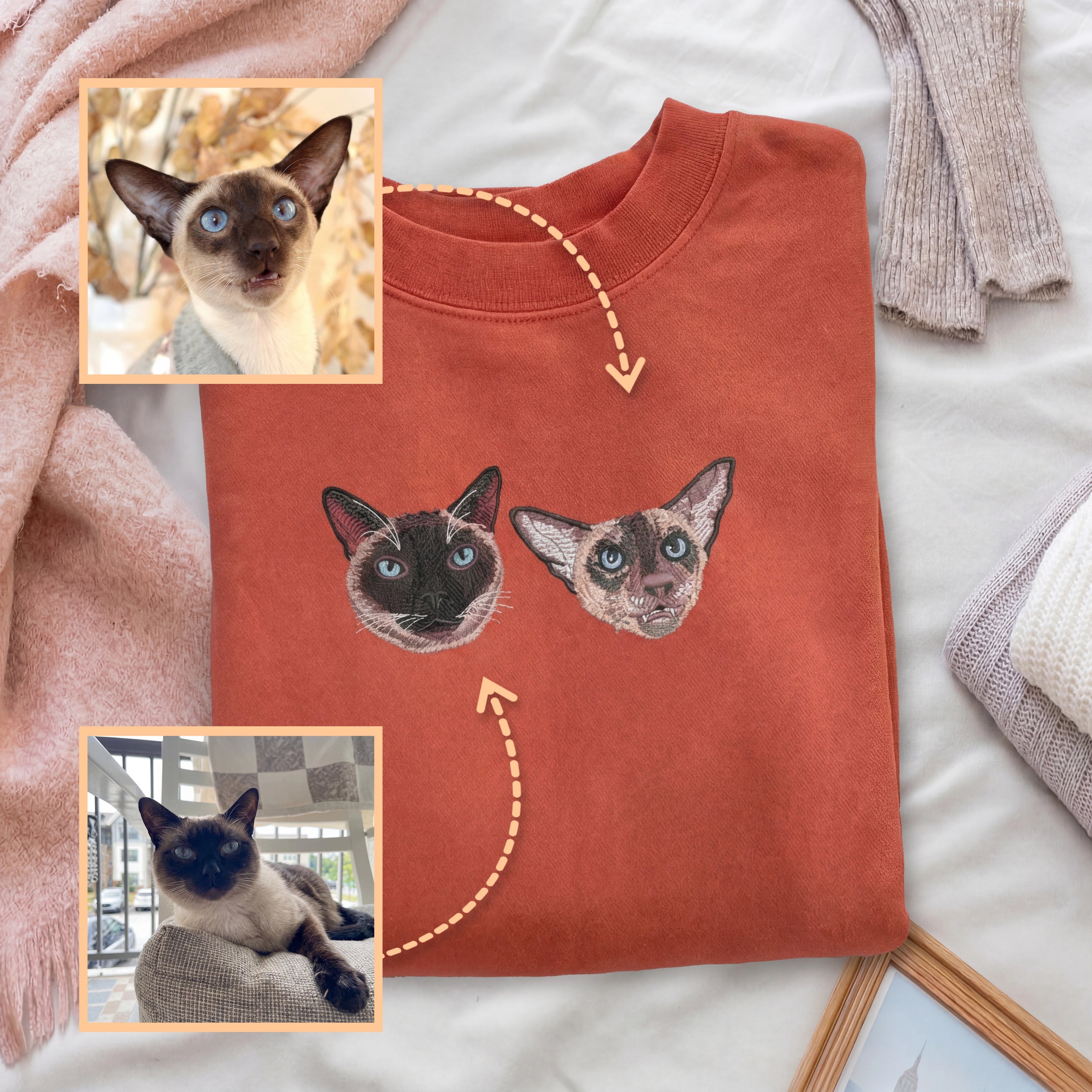 Custom Embroidered Full Color Pet Portrait Sweatshirt