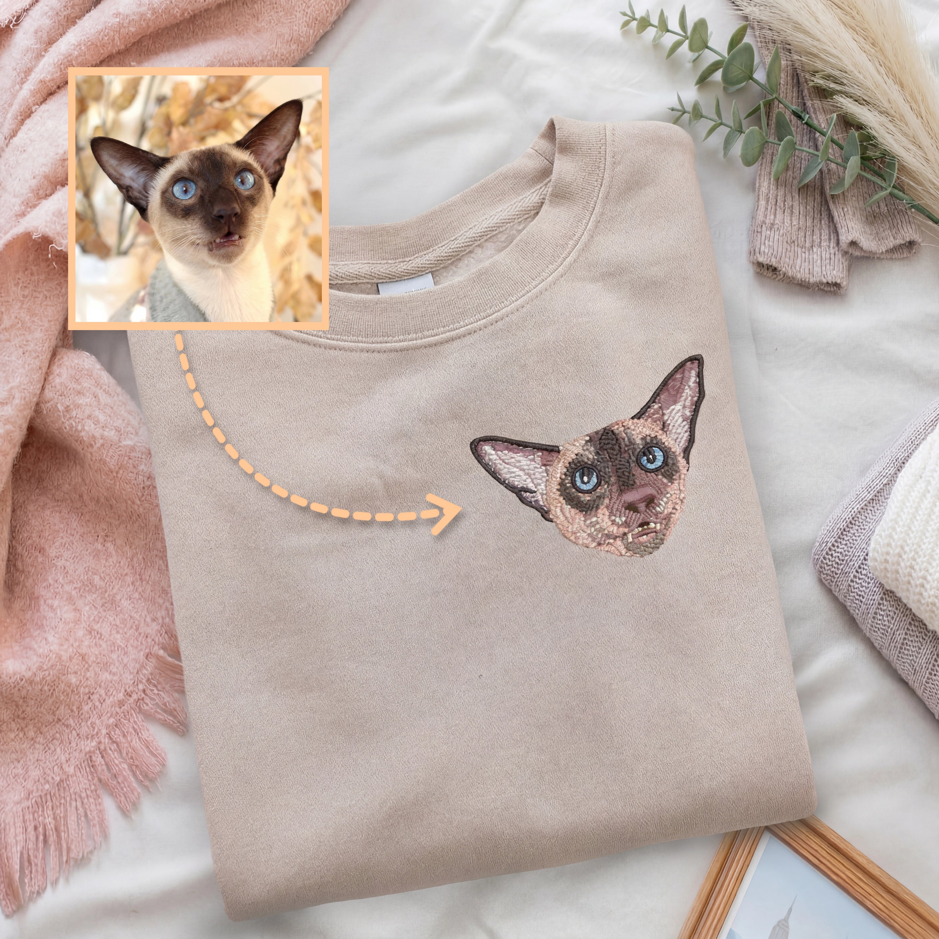 Custom Embroidered Full Color Pet Portrait Sweatshirt