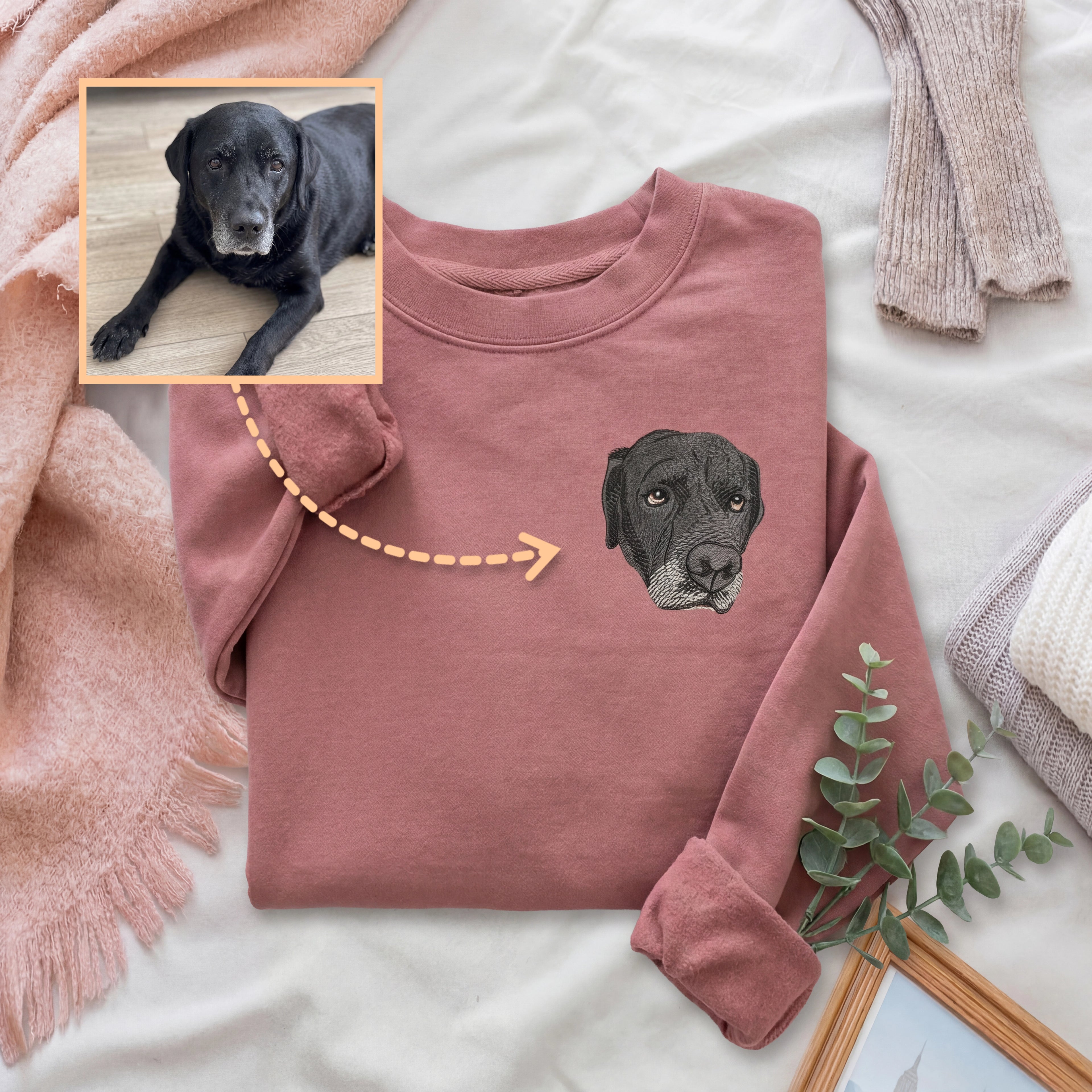 Custom Embroidered Full Color Pet Portrait Sweatshirt