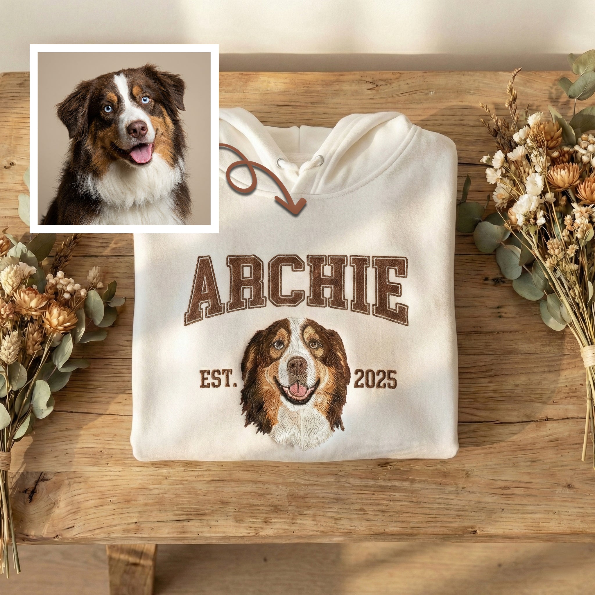 Custom Embroidered Full Color Pet Portrait Sweatshirt