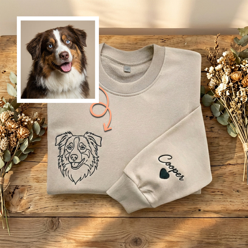 Custom Embroidered Pet Line Art Sweatshirt