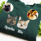 Full Color Pet Portrait Embroidered Sweatshirt – Custom Dog, Cat & Horse Face with Name/Date