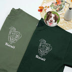 Personalized Pet Face Outline Embroidered T-shirt，Sweatshirt，Hoodie.