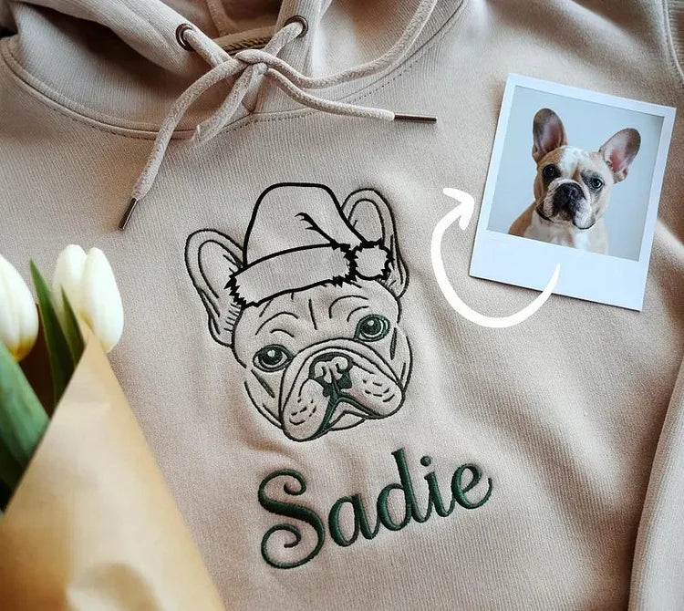 Custom EMBROIDERED Pet Outline Sweater for Christmas or Memorial