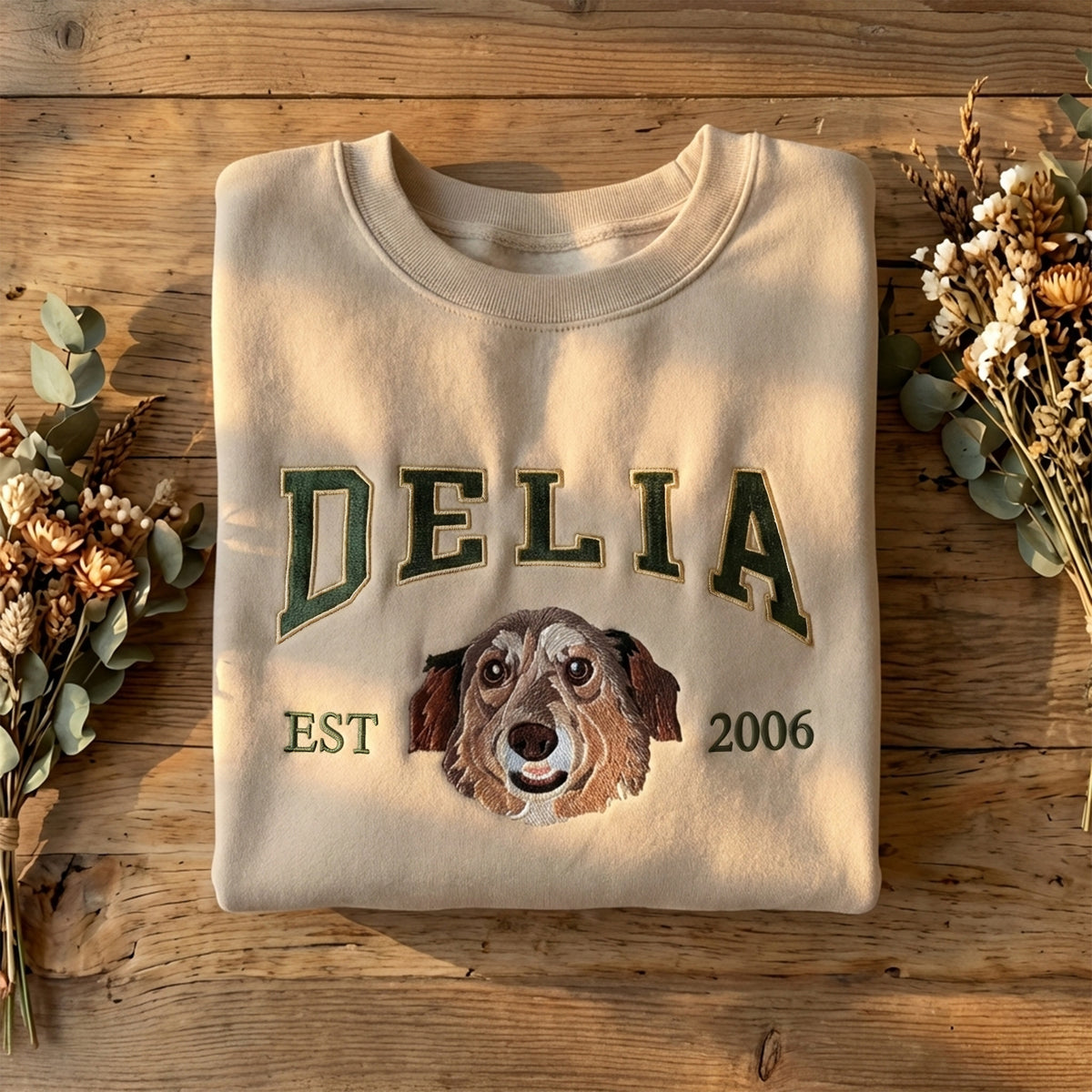 Custom Embroidered Full Color Pet Portrait Sweatshirt