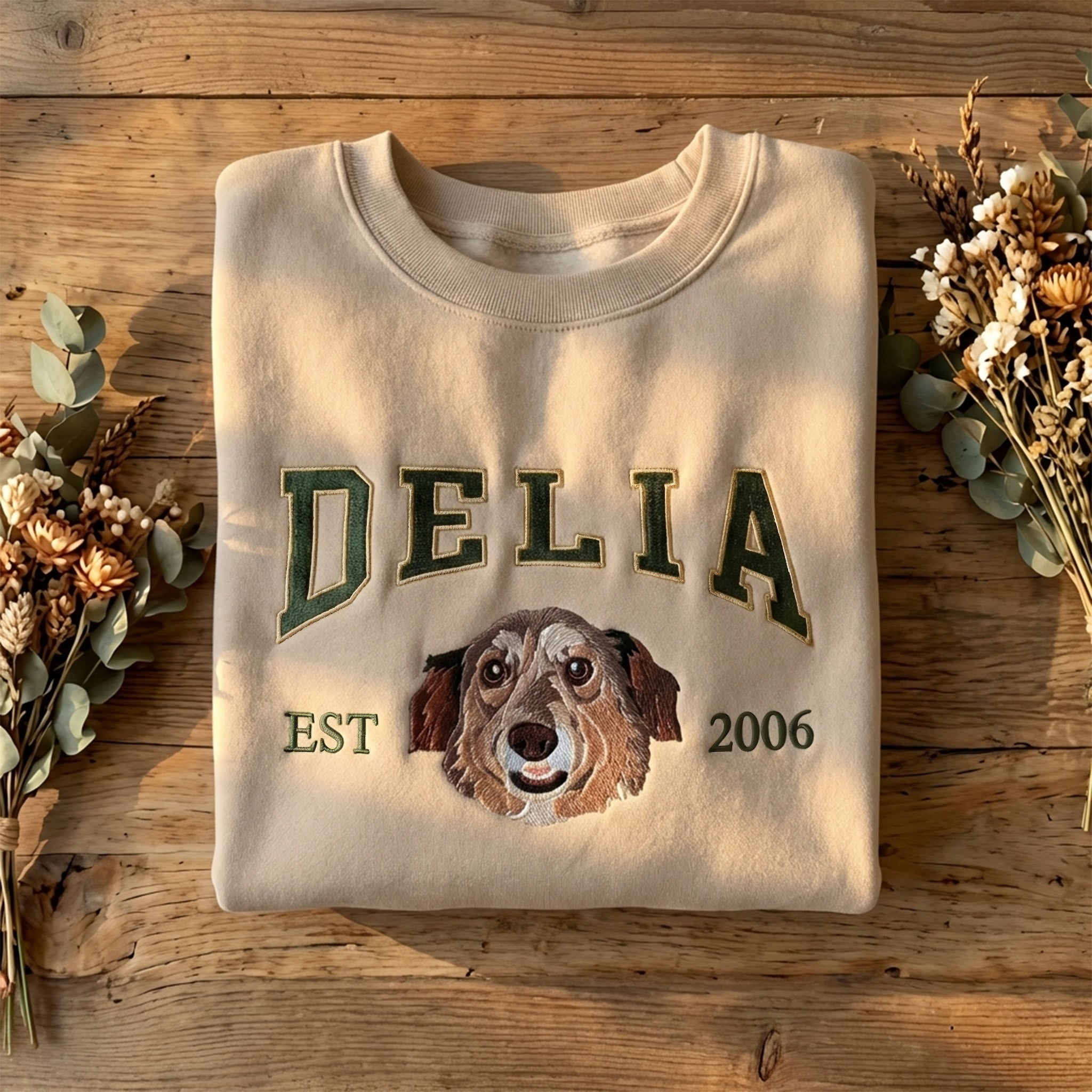 Custom Embroidered Full Color Pet Portrait Sweatshirt