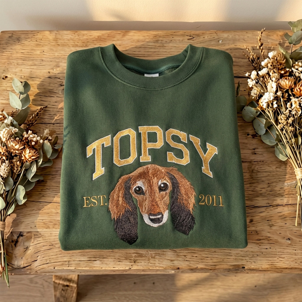 Custom Embroidered Full Color Pet Portrait Sweatshirt