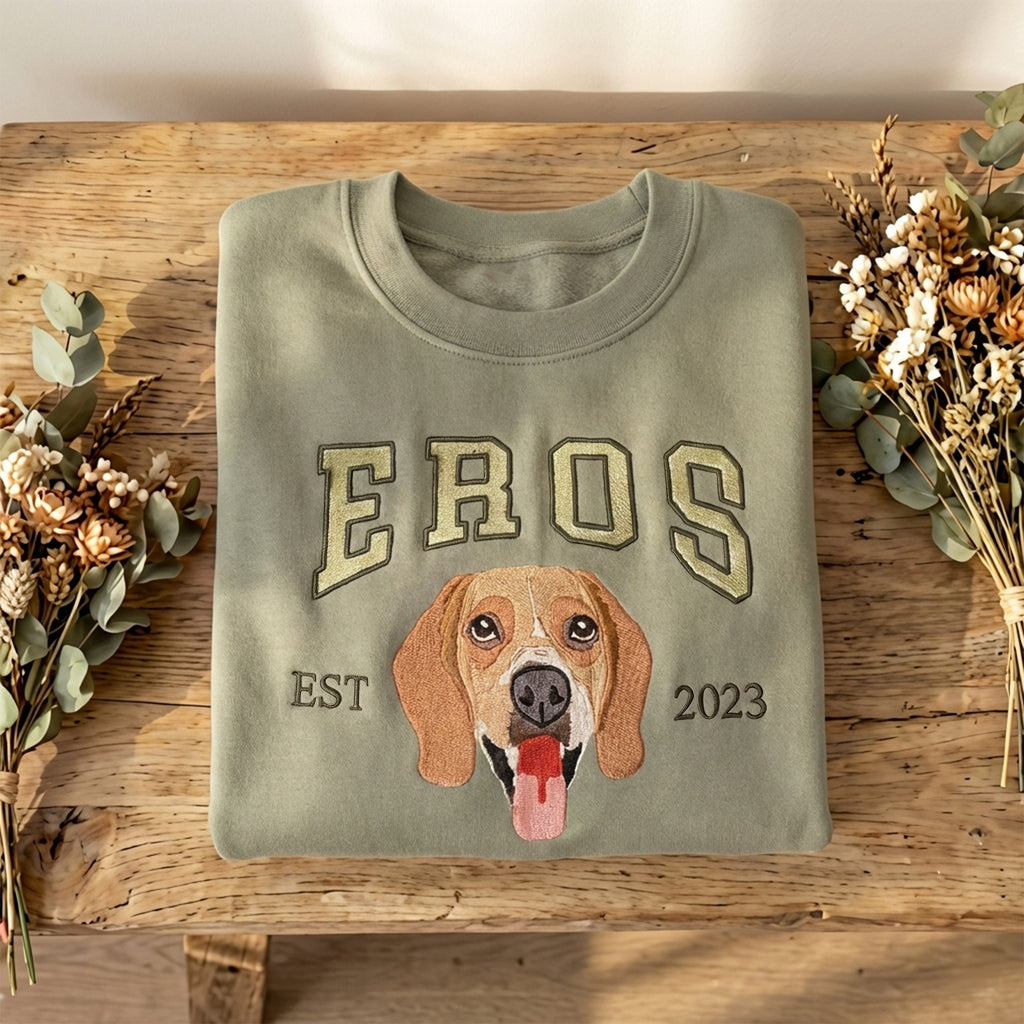 Custom Embroidered Full Color Pet Portrait Sweatshirt