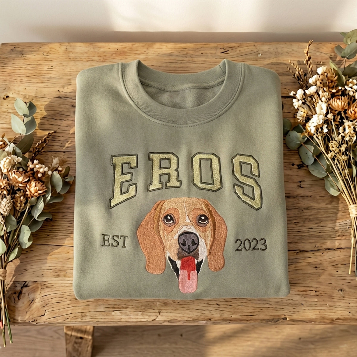 Custom Embroidered Full Color Pet Portrait Sweatshirt