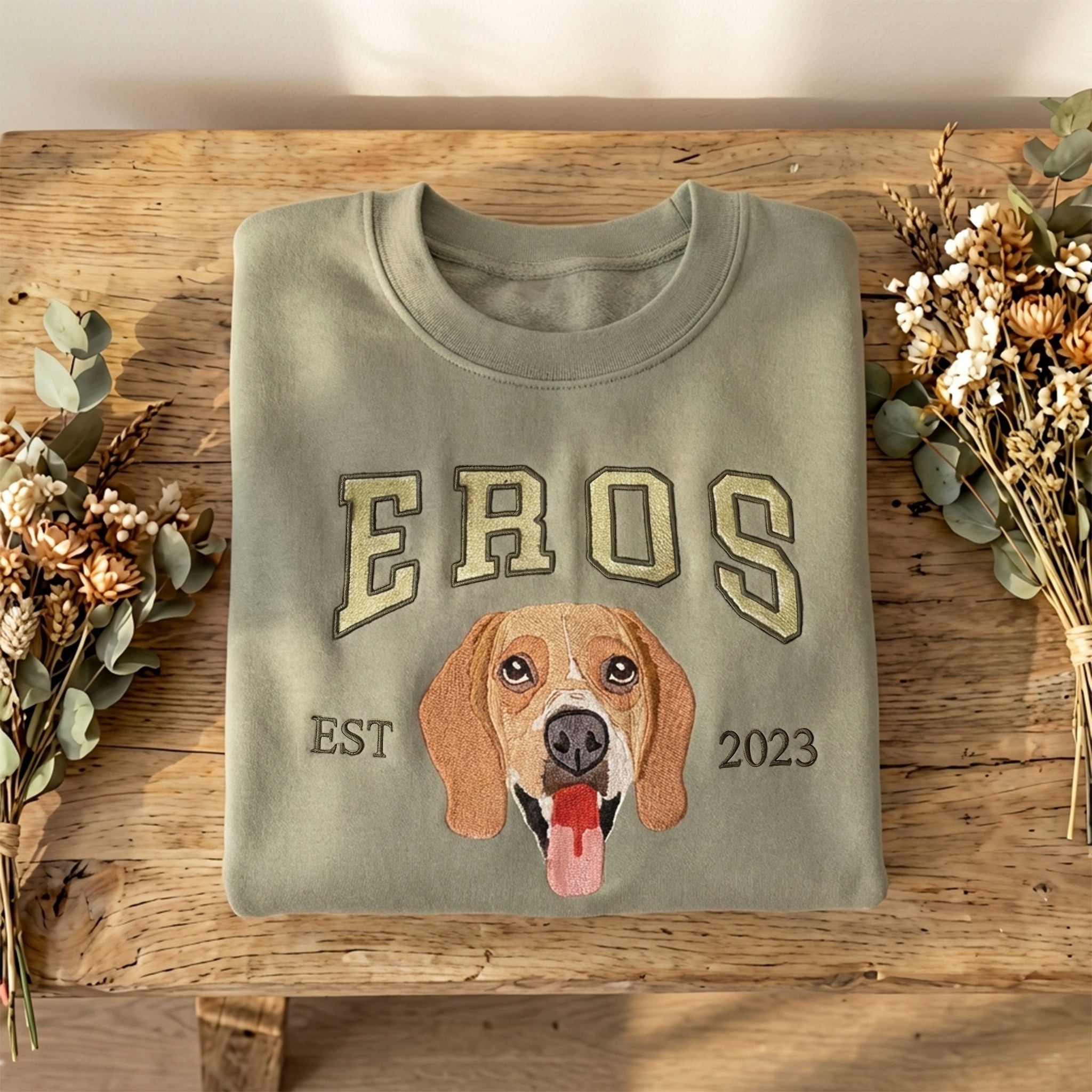 Custom Embroidered Full Color Pet Portrait Sweatshirt