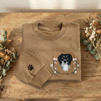 Custom Embroidered Pet Portrait with Floral Wreath