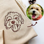 Embroidered Pet Face and Pet Name on Sleeve Sweatshirt for Pet Lovers