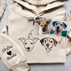 Embroidered Pet Face and Pet Name on Sleeve Sweatshirt for Pet Lovers