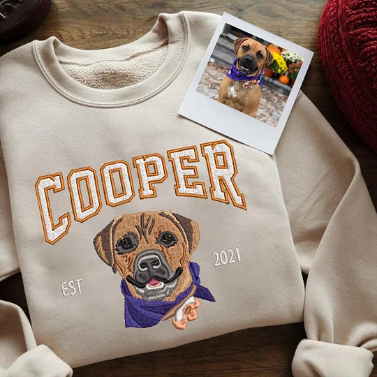 Personalized Embroidered Pet Dog Face and Name Est Sweatshirt Keepsake Gift for Pet Lovers