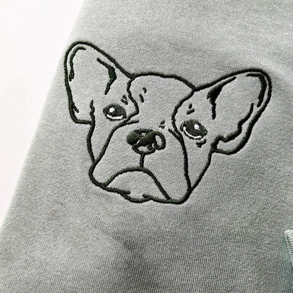 Embroidered Pet Face and Pet Name on Sleeve Sweatshirt for Pet Lovers