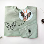Embroidered Pet Face and Pet Name on Sleeve Sweatshirt for Pet Lovers