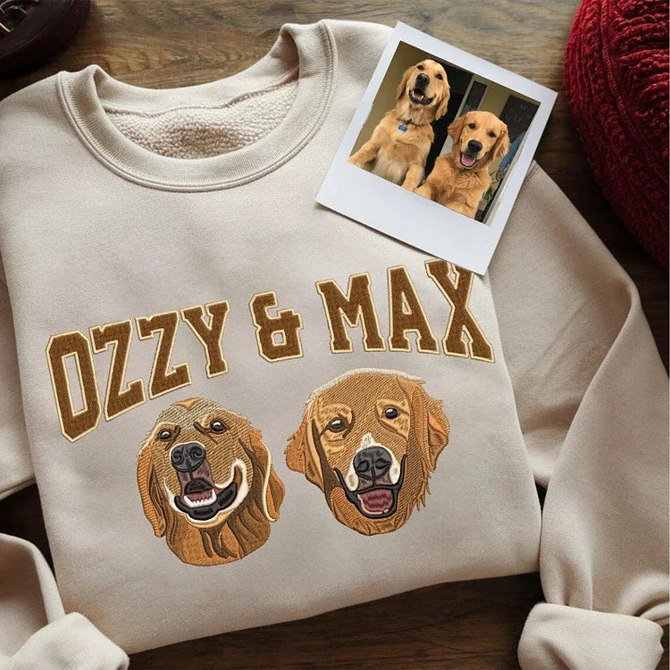 Personalized Embroidered Pet Face and Name Sweatshirt for Pet Lovers